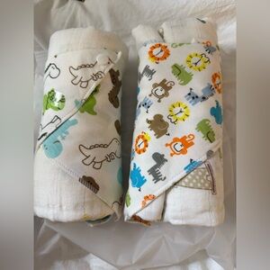 NEW 2 100% Baby Muslin Cotton Swaddle Blankets & Bandanas Cloud & Whales